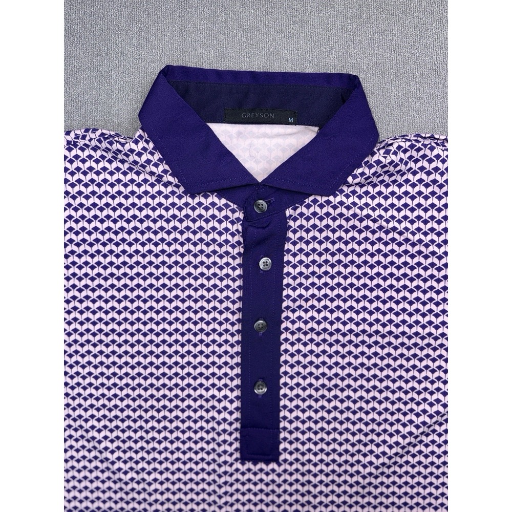 Greyson Golf Polo Shirt Stingray AOP Purple Stretch Mens Size Medium M